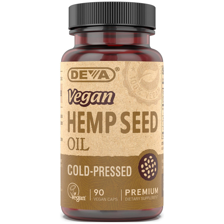 DEVA Vegan Virgin Hemp Seed Oil Capsules  Cold-Pressed, Unrefined, 90 Count