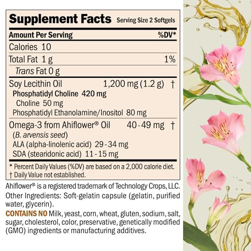 ANDREW LESSMAN PC Liver and Brain Benefits 180 Softgels - Phosphatidyl Choline, Most Important Building Block for Healthy Liver and Brain Structure,