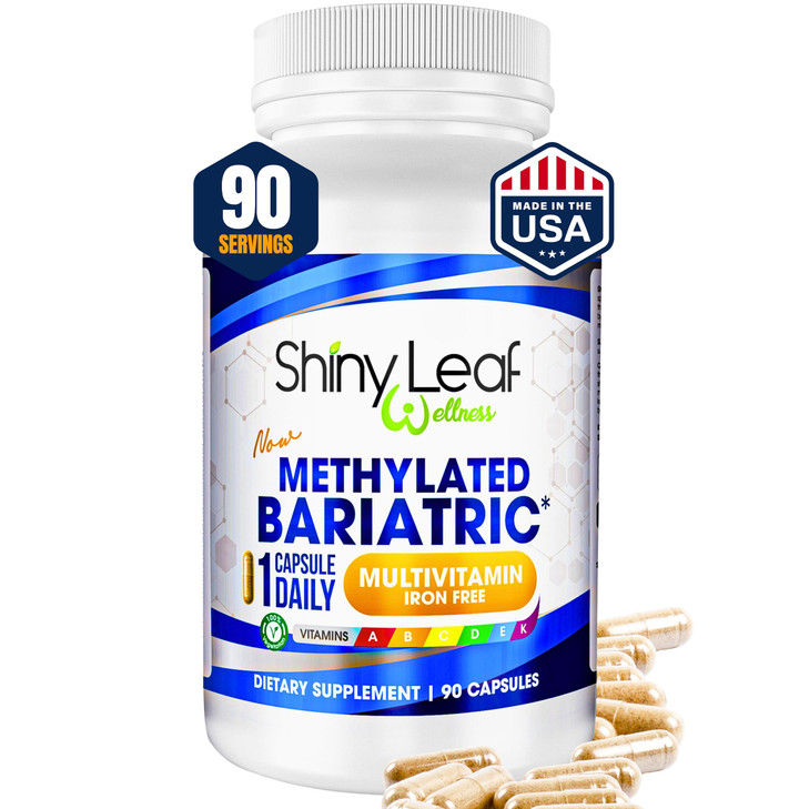 Shiny Leaf Methylated Bariatric Multivitamin Without Iron  Vitamins for Gastric Bypass & Sleeve, 1 Daily Capsule W Methylated Folate, B12, A, C, D,