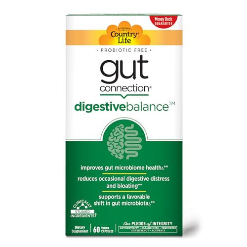 Country Life Gut Connection Digestive Balance  Prebiotic & Digestive Enzyme Supplement for Gut Health, Bloating Relief, and Improved Bowel Movements