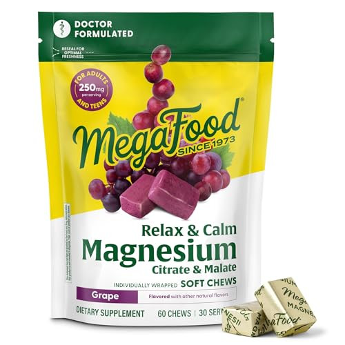 MegaFood Relax + Calm Magnesium Complex with Magnesium Citrate & Malate for Heart Health, Muscle Tension & More  Doctor Formulated - Vegetarian  Gr