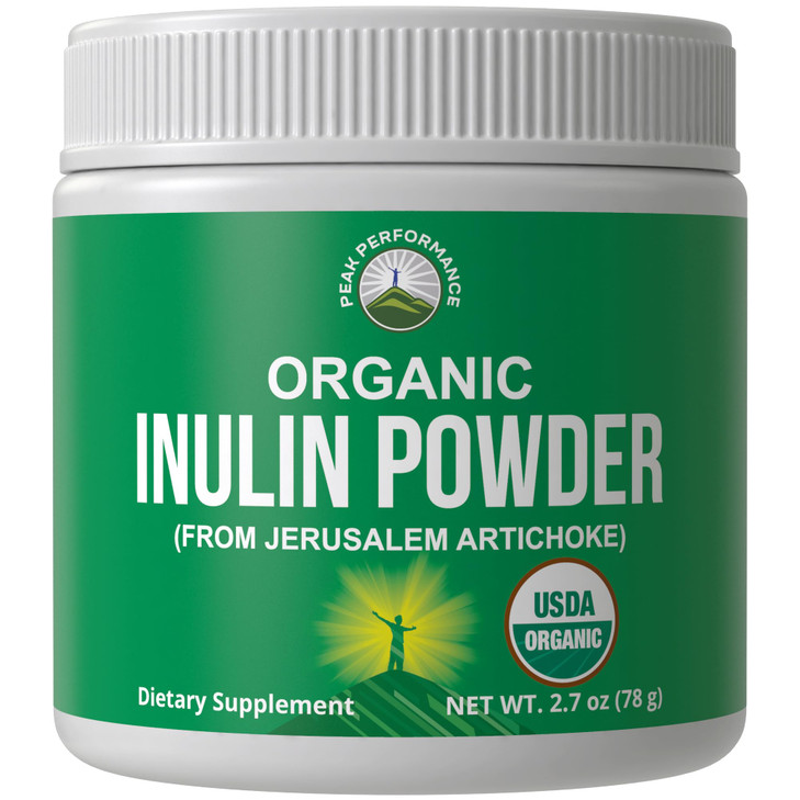 Peak Performance Organic Inulin Powder Natural Prebiotic Fiber for Gut Health. USDA Organic Raw Plant Based Vegan Prebiotics FOS Supplement from Jeru