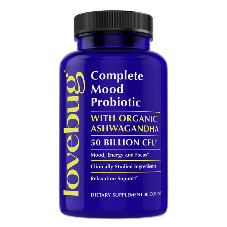 LoveBug Complete Mood Probiotics for Women - 50 Billion CFU, 10 Clinically Studied Strains, Lactobacillus Bifidobacterium Probiotic with Ashwagandha