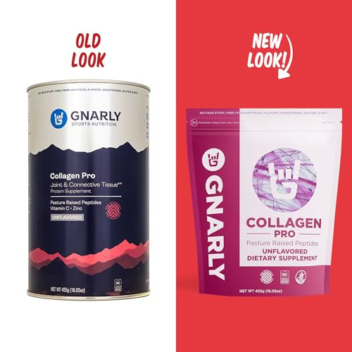 Gnarly Nutrition Collagen Peptides  Gnarly Collagen Pro with Vitamin C, Zinc & Copper  NSF Sport Certified, Protein Synthesis Vitamin Powder  Unfl