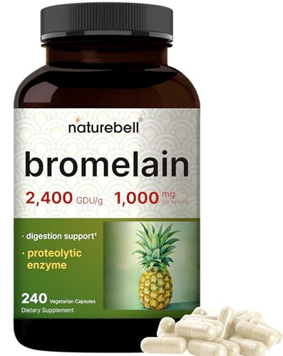 NatureBell Bromelain, 1,000mg Per Serving, 240 Veggie Capsules | 2,400 GDU  Digestive Enzymes & Joint Support Supplement  Proteolytic Enzymes for D