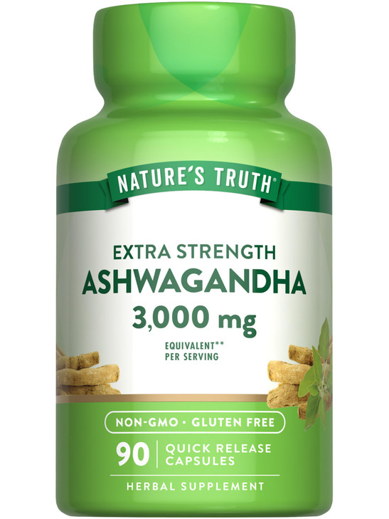 Nature's Truth Ashwagandha Capsules | 90 Count | Extra Strength | with Black Pepper | Non-GMO & Gluten Free Supplement