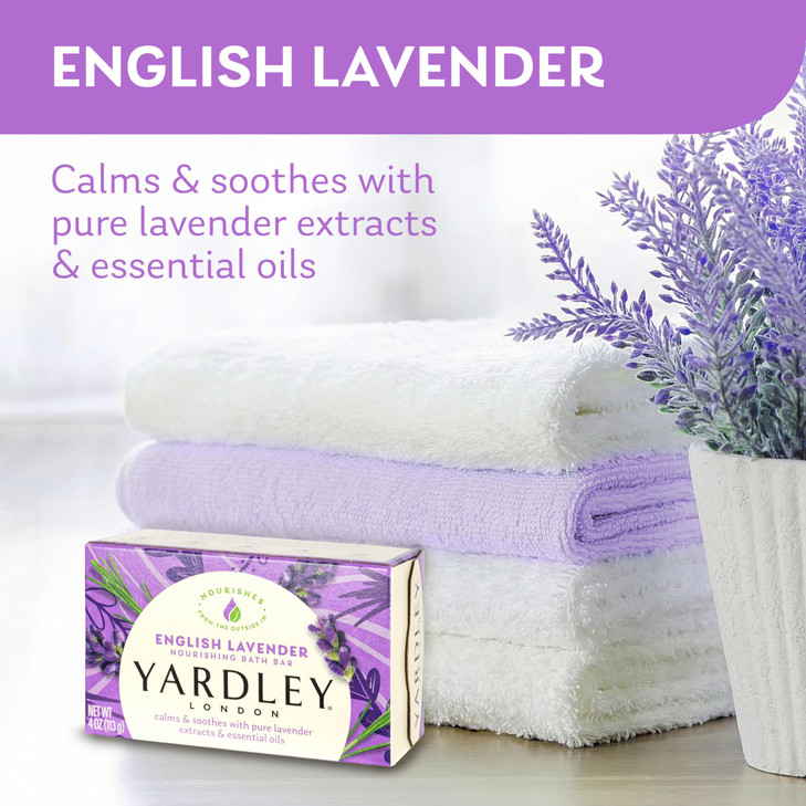 Yardley London English Lavender Naturally Moisturizing Bath Bar, 4 ounce