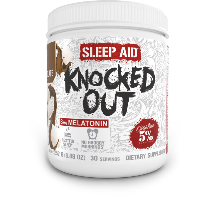 5% Nutrition Rich Piana Knocked Out Natural Sleep Aid | Post-Workout Recovery & Deep Sleep Supplement | GABA, Melatonin, Chamomile, Tyrosine, 5-HTP,