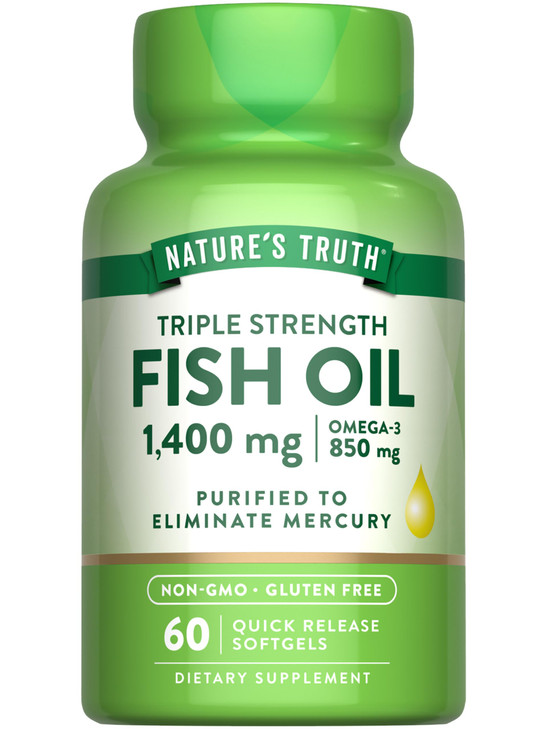 Nature's Truth Triple Strength Fish Oil 1400 mg | 850 mg Omega-3 | 60 Softgels | Non-GMO & Gluten Free