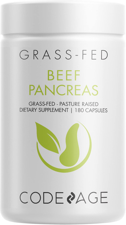 Codeage Grass Fed Beef Pancreas Supplement Glandulars - Freeze Dried, Non-Defatted Desiccated Beef Pancreas Pills  Pancreatic Enzymes Diet Meat - Pa