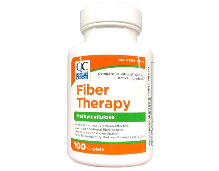 Quality Choice Fiber Therapy Caplets, 100 Count Gentle Fiber Laxative with Methylcellulose for Constipation Relief, Regularity Support, Gluten-Free,