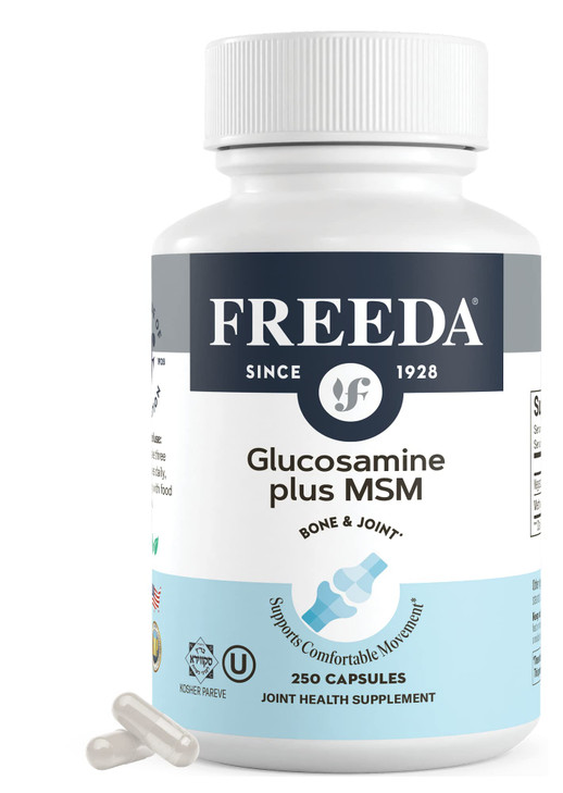 FREEDA Glucosamine MSM  Vegan Joint Flexibility & Mobility Supplement  Vegetarian Glucosamine Without Shellfish  Supports Joint Function  Third-P