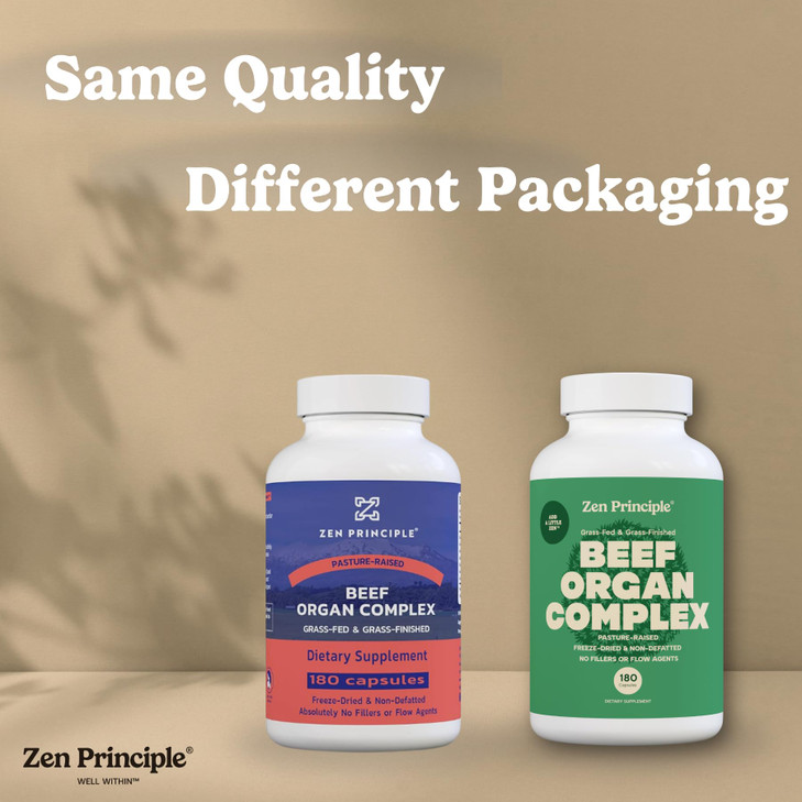 Zen Principle Grass Fed Beef Organs Supplement  Desiccated Liver, Heart, Kidney, Pancreas, Spleen, Intestine & Tripe/Stomach  Grass-Fed & Grass-Fin