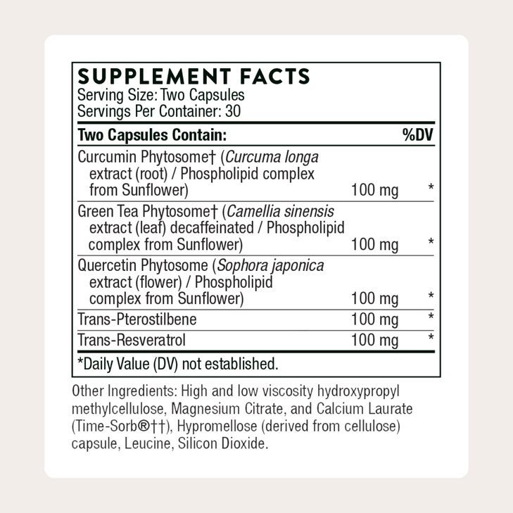 THORNE - Resveratrol Complex (formerly PolyResveratrol-SR) - Supports Healthy Aging* - Trans-Resveratrol Supplement with Green Tea, Quercetin & Curcu