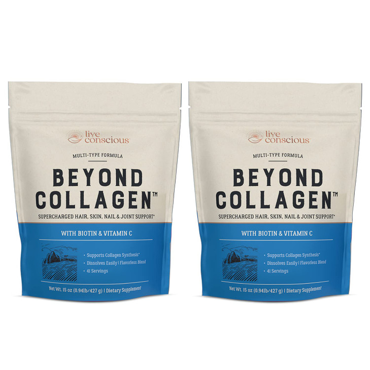 Live Conscious Beyond Collagen Multi Collagen Powder w/Types I, II, III, V & X - Keto Friendly, Hydrolyzed Collagen Peptides Powder Blend w/Biotin &