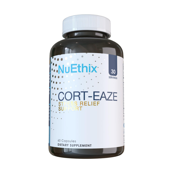 NuEthix Formulations Cort-Eaze - Cortisol Supplement - Health Support Supplement with Ashwagandha, L-Theanine & Rhodiola Rosea - Relaxation and Deep