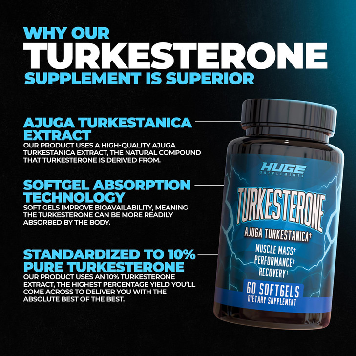 Turkesterone Supplement (500mg) Ajuga Turkestanica Extract, Improve Lean Muscle Mass, Exercise Performance, Improve Muscle Recovery with Our Softgel