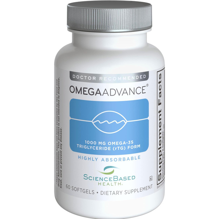 ScienceBased Health OmegaAdvance Omega-3 Fish Oil  Triglyceride Form with 1000 mg EPA & DHA  Plus Lutein & Zeaxanthin  Supports Heart, Brain & Eye