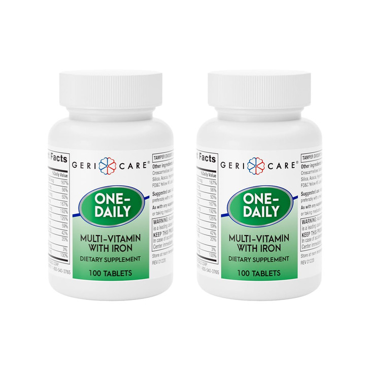 GeriCare One-Daily Multi-Vitamin with Iron, Complete Daily Nutritional Supplement with Essential Minerals for Energy, Immunity, Bone & Overall Wellne