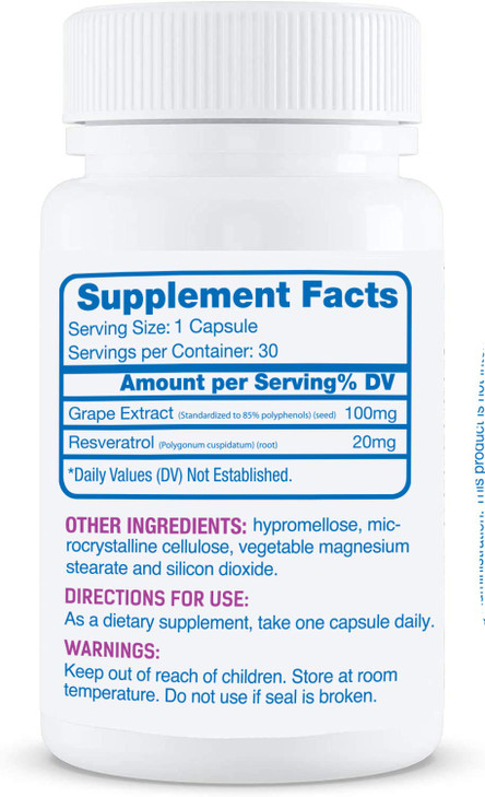 Hyalogic Resveratrol 30 Capsules  Joint Supplement with Grape Seed Extract - 30 Day Supply