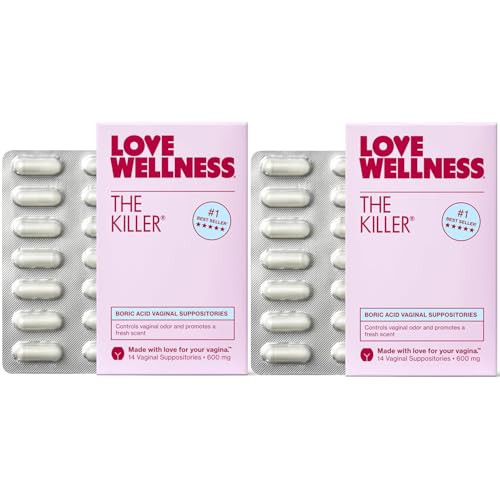 Love Wellness The Killer | 600mg Boric Acid Vaginal Suppositories | Balances pH & Supports Odor Control, a Healthy Vaginal Balance | Fast-Acting & Fr