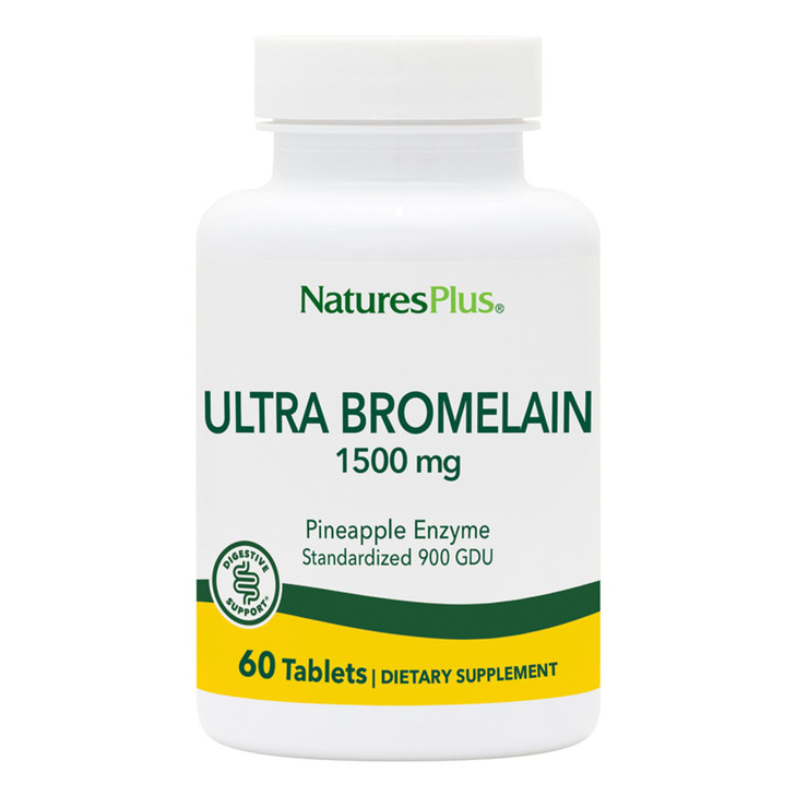 NaturesPlus Ultra Bromelain 1500 mg - 60 Tablets, Pack of 2 - Supports Joints, Digestive Health & Overall Well-Being - Vegetarian, Gluten Free - 120