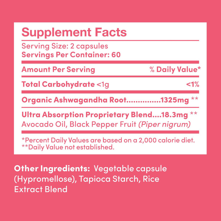 Further Food Organic Ashwagandha Root 1325mg with Black Pepper & Avocado Oil for Mood Boost, Ultra Absorption, Non-GMO, Gluten Free