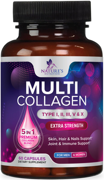 Multi Collagen Pills 2400 mg - Advanced Types I, II, III, V, X - Hydrolyzed Multi Collagen Peptides Pills, Collagen Supplements for Women & Men - Hai