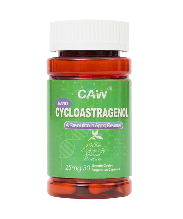 CAW Nano Cycloastragenol 98% 25mg 30 Caps | Telomerase Activation DNA Repair | Immunity Boost Better Absorption | Enteric-Coated Vegetarian Capsules