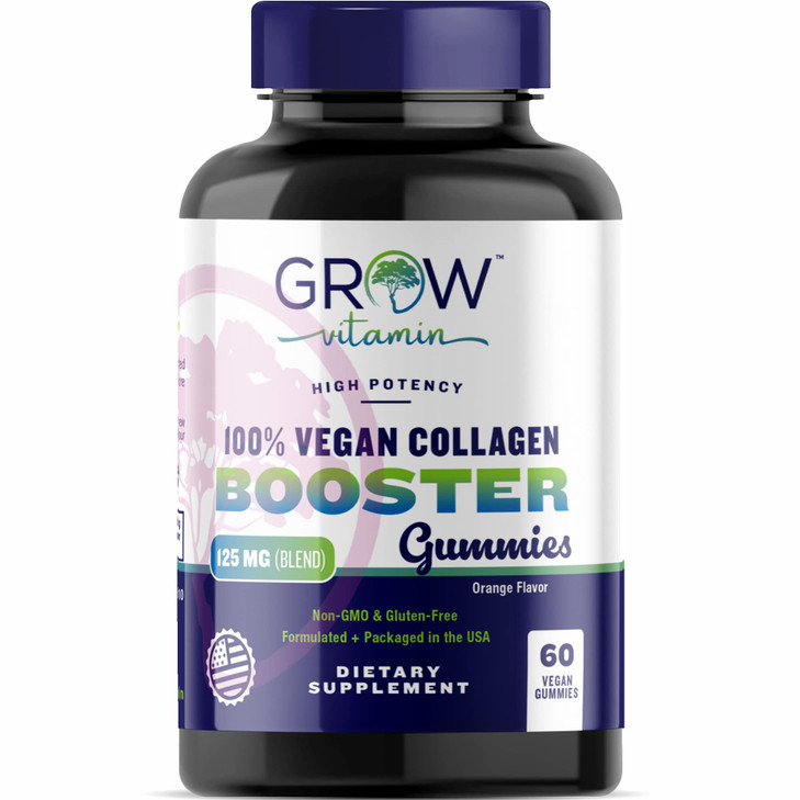 grow vitamin Collagen Booster Gummy Bears  Hair, Skin, Nails & Joint Support  USDA Organic, 100% Vegan & Non-GMO  Strawberry Flavored, 60 Vegan Gu