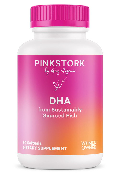 Pink Stork Omega-3 DHA - 540 mg Fish Oil Supplements with DHA and EPA, Prenatal and Postpartum Essentials for Cognitive Health + Fetal Development -