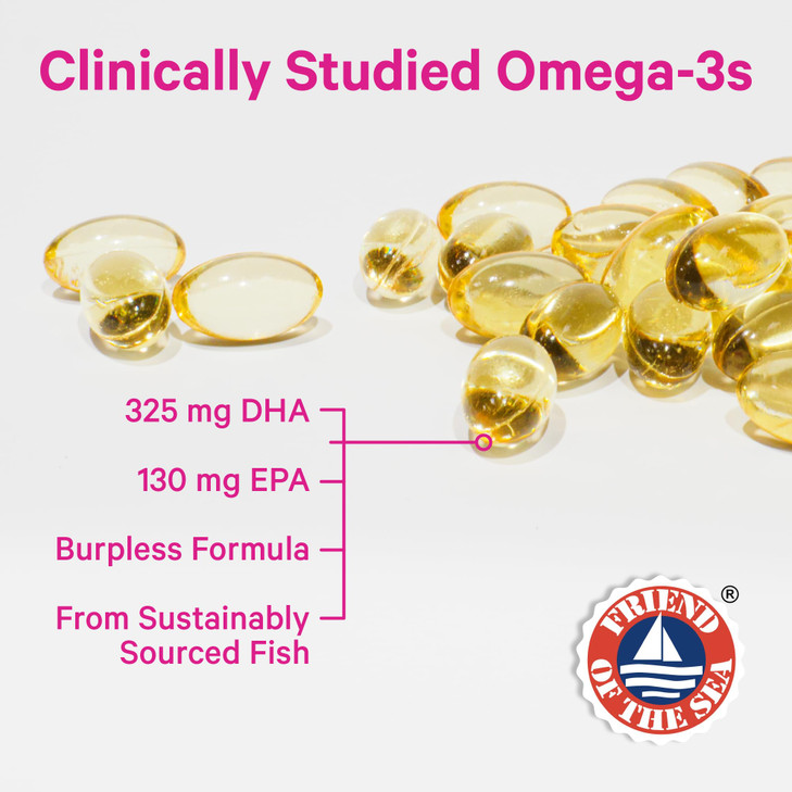 Pink Stork Omega-3 DHA - 540 mg Fish Oil Supplements with DHA and EPA, Prenatal and Postpartum Essentials for Cognitive Health + Fetal Development -