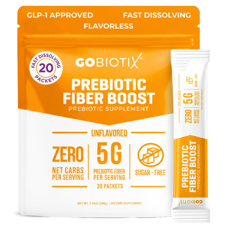 GoBiotix Fiber Supplement Powder with Prebiotics for Digestive Health and GLP-1 Support, Soluble Fiber for Gut Health & Debloat, Keto, Vegan, Gluten