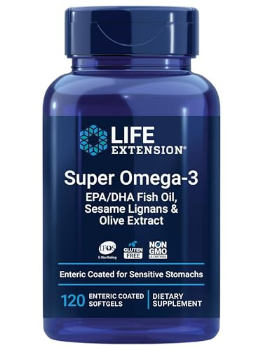 Life Extension Super Omega-3 EPA/DHA Fish Oil, Sesame Lignans & Olive Extract  Heart Health, Brain Health, Inflammation Health Support, Gluten-Free,