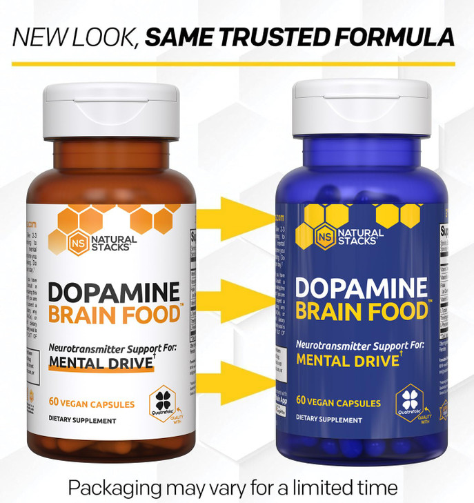 NATURAL STACKS Dopamine Brain Food - 650mg L-Tyrosine Supplement - Dopamine Supplement for Focus & Mental Drive - Supports Mental Energy - Neurotrans