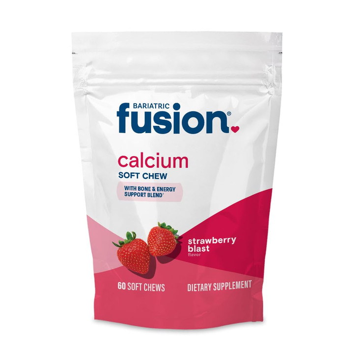 Bariatric Fusion Bariatric Calcium Supplement Chews | Calcium Citrate with Vitamin D3 Bariatric Vitamin | Sugar Free Chewable | 500mg | Strawberry |