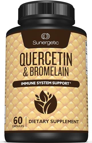 Sunergetic Premium Quercetin & Bromelain Supplement  Powerful Quercetin Bromelain Complex to Help Support Immune System & Seasonal Support  Quercet