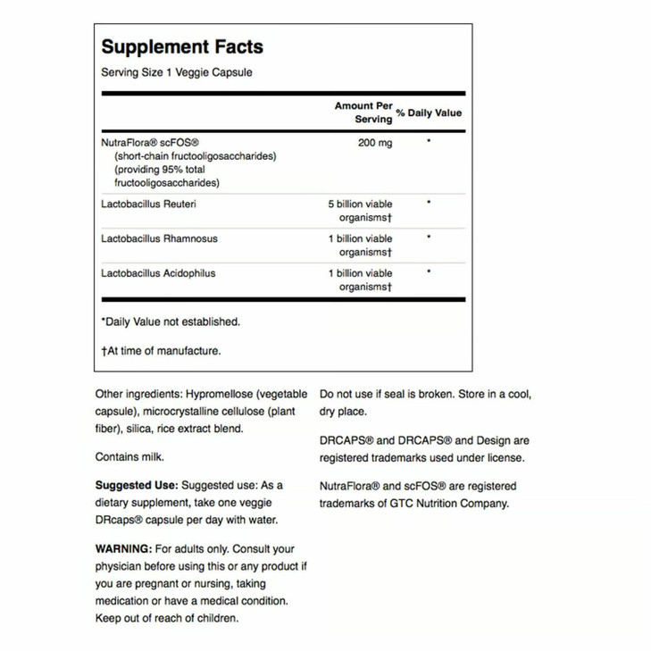 Swanson L. Reuteri Probiotic Plus w/L. Rhamnosus L. Acidophilus & FOS Prebiotic Digestive Support - Promotes Gut Health w/ 7 Billion CFU per Capsule