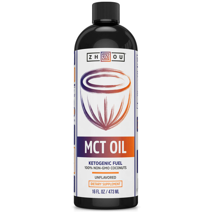Zhou MCT Oil - Keto Coconut MCT Oil with Caprylic Acid, Whole Body Wellness, Energy, and Brain Health, Pure Medium Chain Triglycerides for Coffee, Un