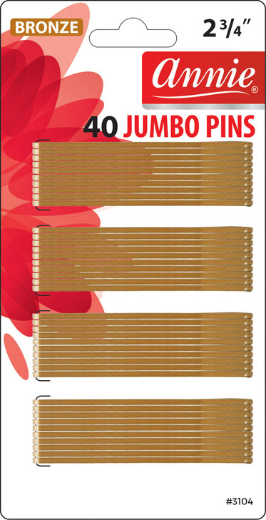 Annie 2 3/4" Roller Pins Set: 40Pcs Metal Hair Clips (Bronze)
