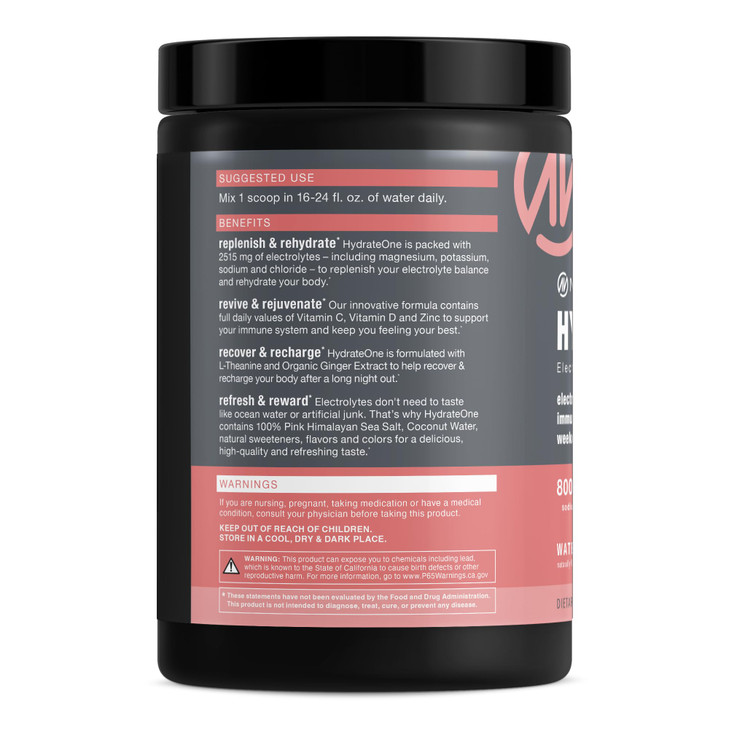 NutraOne HydrateOne, Electrolyte Drink Mix On-The-Go | Watermelon, 60 Servings