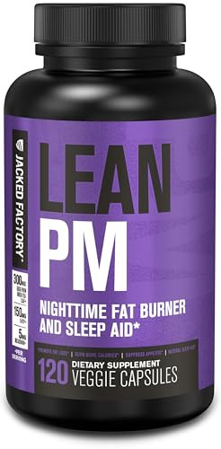 Jacked Factory Lean PM Night Time Fat Burner, Sleep Aid Supplement, & Appetite Suppressant for Men and Women - 120 Stimulant-Free Veggie Weight Loss