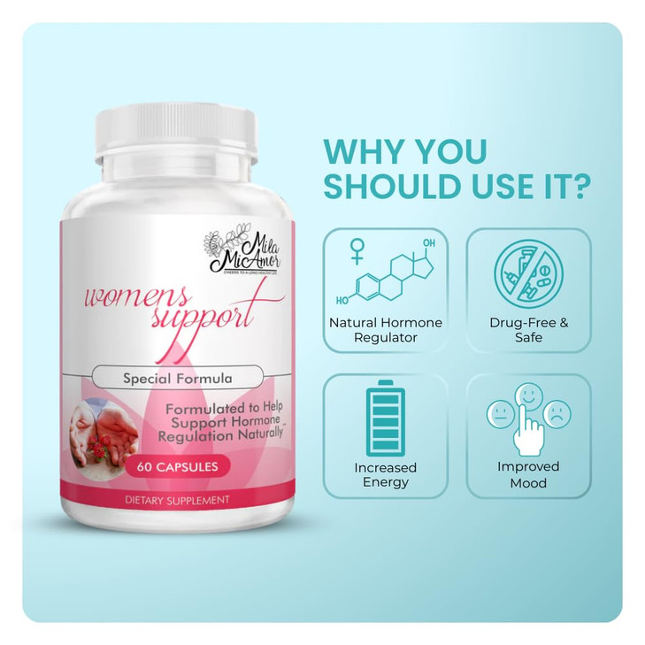 Mila Miamor Women's Support - Hormone Regulator with Natural Ingredients - Estrogen Support for Women  Supplement for Hormone Balance, Menopause & A