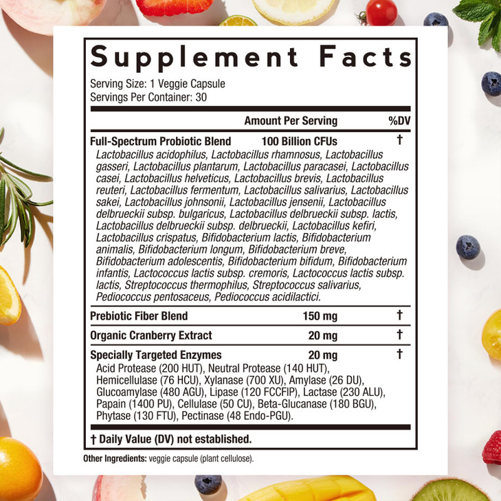 Doctor's Recipes Probiotics for Women, 100 Billion CFU 32 Strains, with Prebiotic, Enzymes & Cranberry, Shelf Stable, Delayed Release, 30 Caps