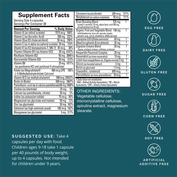 BRAINMD Dr Amen NeuroVite Plus - 120 Capsules, Pack of 2 - Multivitamin & Mineral Supplement - Enhanced with Phytonutrients, Enzymes & Whole Foods -