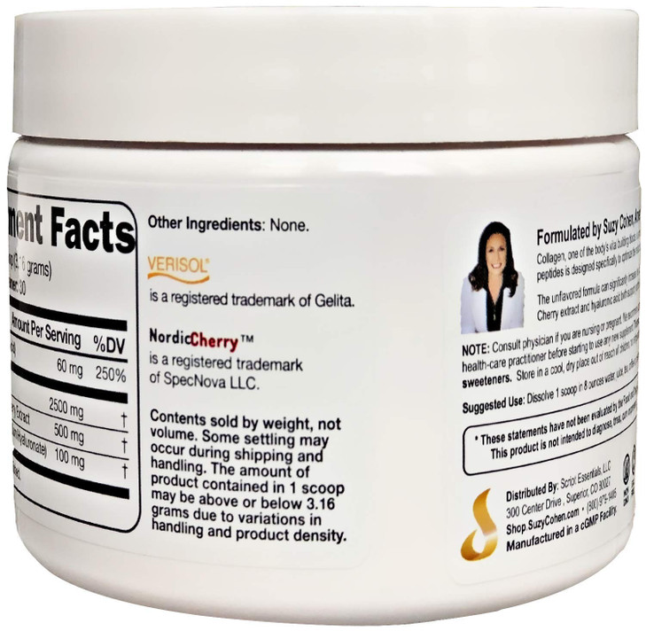 Collagen Beauty Powder By Suzy Cohen (3.3 oz) Anti Aging Hydrolyzed Protein Collagen Powder Type I and III for Supple Skin, Shiny Hair & Strong Nail