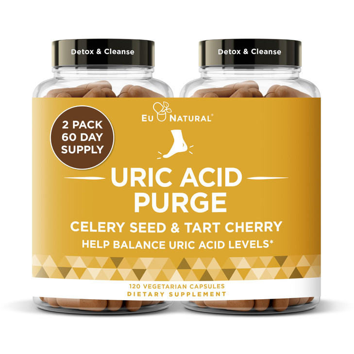 Eu Natural Purge Uric Acid Flush - Eat & Drink What You Want - Uric Acid Support for Joints & Mobility with Celery Seed, Tart Cherry & Chanca Piedra