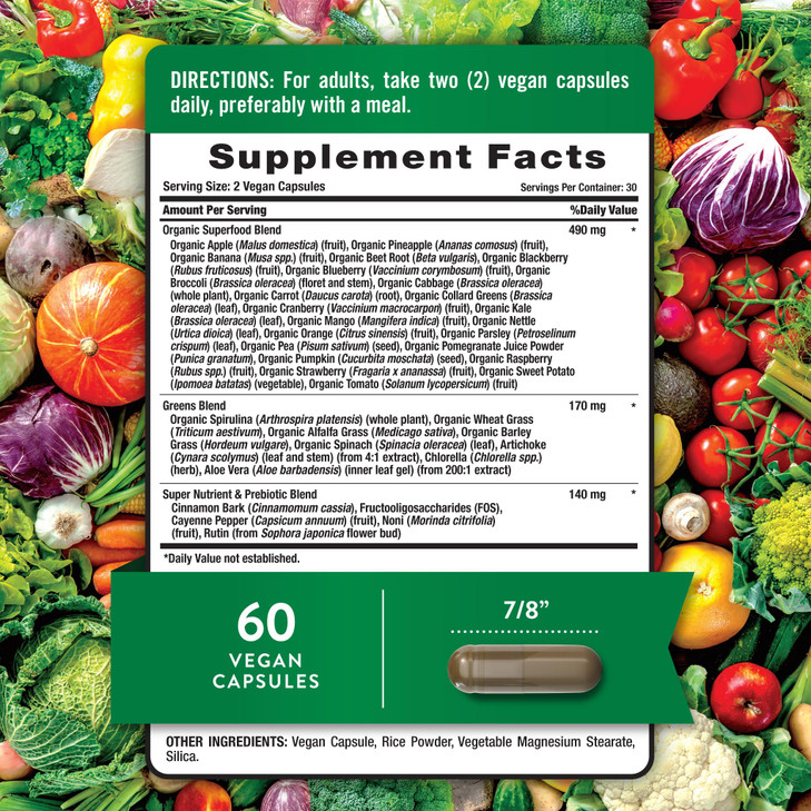 Nature's Truth Super Fruits & Veggies Capsules, 60 Count