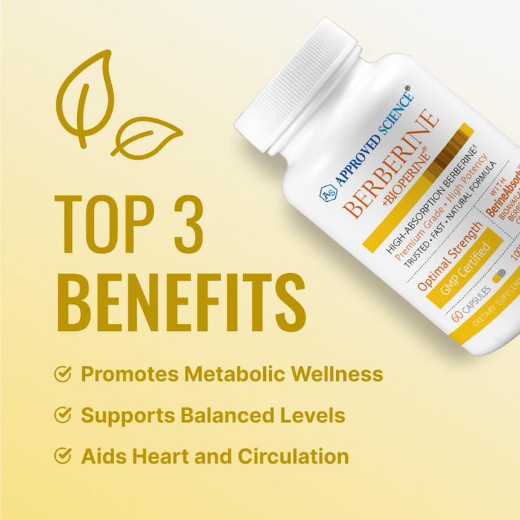 Approved Science Berberine 1000mg - High Absorption Berberine Supplement with BioPerine - 180 Capsules - 3 Month Supply - Vegan