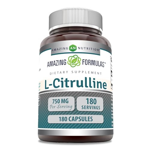 Amazing Formulas L-Citrulline Supplement | 750 Mg Per Serving | 180 Capsules | Non-GMO | Gluten-Free | Made in USA